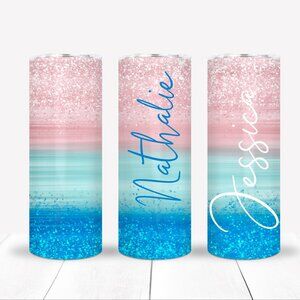 Signature Personalized (optional) Drinkware Tumbler Set, Ombre Girls Bottle